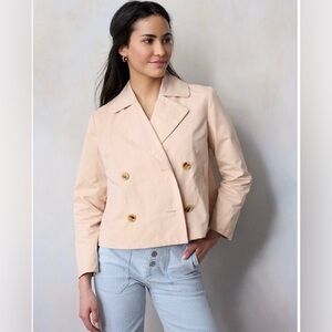 LC Lauren‎ Conrad Pink Double Breasted Cropped Trench Jacket Women's Size XS